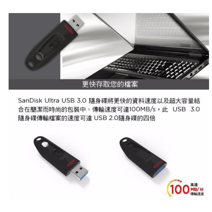 【現貨熱銷】SanDisk Ultra CZ48 16G/32G/64G/128G USB3.0 隨身碟 無蓋 高速-細節圖3