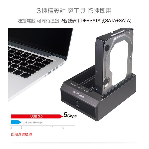 伽利略 2535B-U3I2S USB3.0 2.5/3.5 3插槽 硬碟座 (雙SATA+IDE) 光華商場 公司貨-細節圖4
