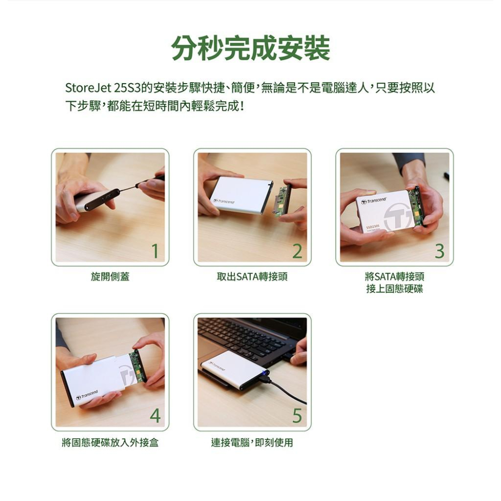 Transcend 創見 25S3 2.5吋 USB3.1 硬碟外接盒 PS4 TS0GSJ25S3 SATA盒 公司貨-細節圖7