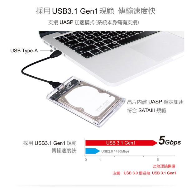 伽利略 HD-336U31S USB3.1 Gen1 SATA SSD 2.5吋 透明版 硬碟外接盒 硬碟盒 光華商場-細節圖4