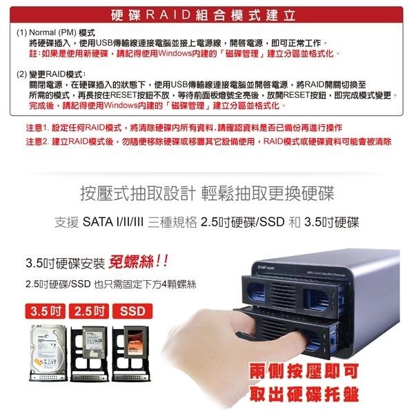 Digifusion 伽利略 35D-U322RMS 2層RAID迷你抽取式外接盒 抽取式 硬碟外接盒 RAID 光華-細節圖5