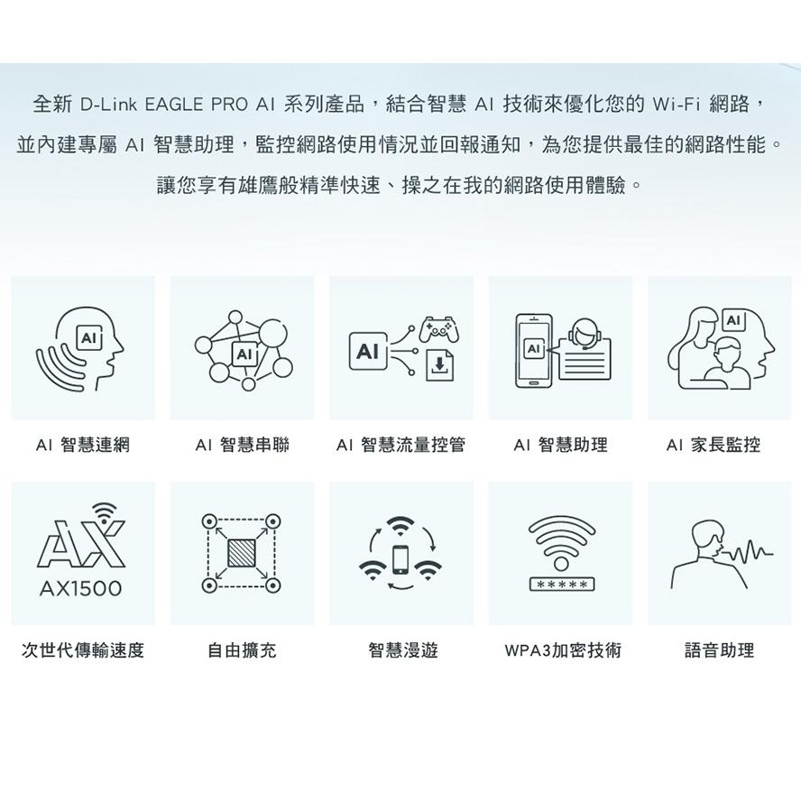 D-Link 友訊 M15 兩入組 AX1500 Wi-Fi 6 單入/雙入/三入 giga 雙頻無線路由器 光華商場-細節圖4