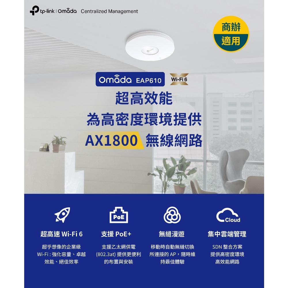 【免運直送】TP-Link EAP610 AX1800 Wi-Fi 6 無線雙頻 PoE 吸頂式基地台 乙太網路 AP-細節圖5
