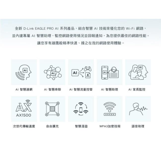 【熱銷商品】D-Link 友訊 R15 AX1500 Wi-Fi 6 Gigabit 雙頻無線 路由器 分享器 台灣製造-細節圖4