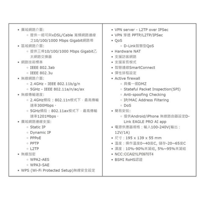 【熱銷商品】D-Link 友訊 R15 AX1500 Wi-Fi 6 Gigabit 雙頻無線 路由器 分享器 台灣製造-細節圖8