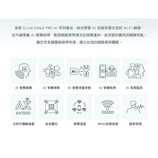 【熱銷商品】D-Link 友訊 R15 AX1500 Wi-Fi 6 Gigabit 雙頻無線 路由器 分享器 台灣製造-細節圖4