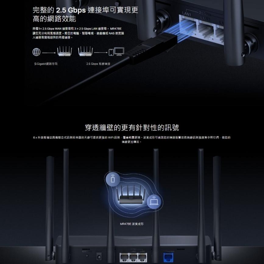 【 WiFi 7】Mercusys 水星網路 MR47BE BE9300 三頻 Wi-Fi 7 路由器 分享器 光華商場-細節圖6