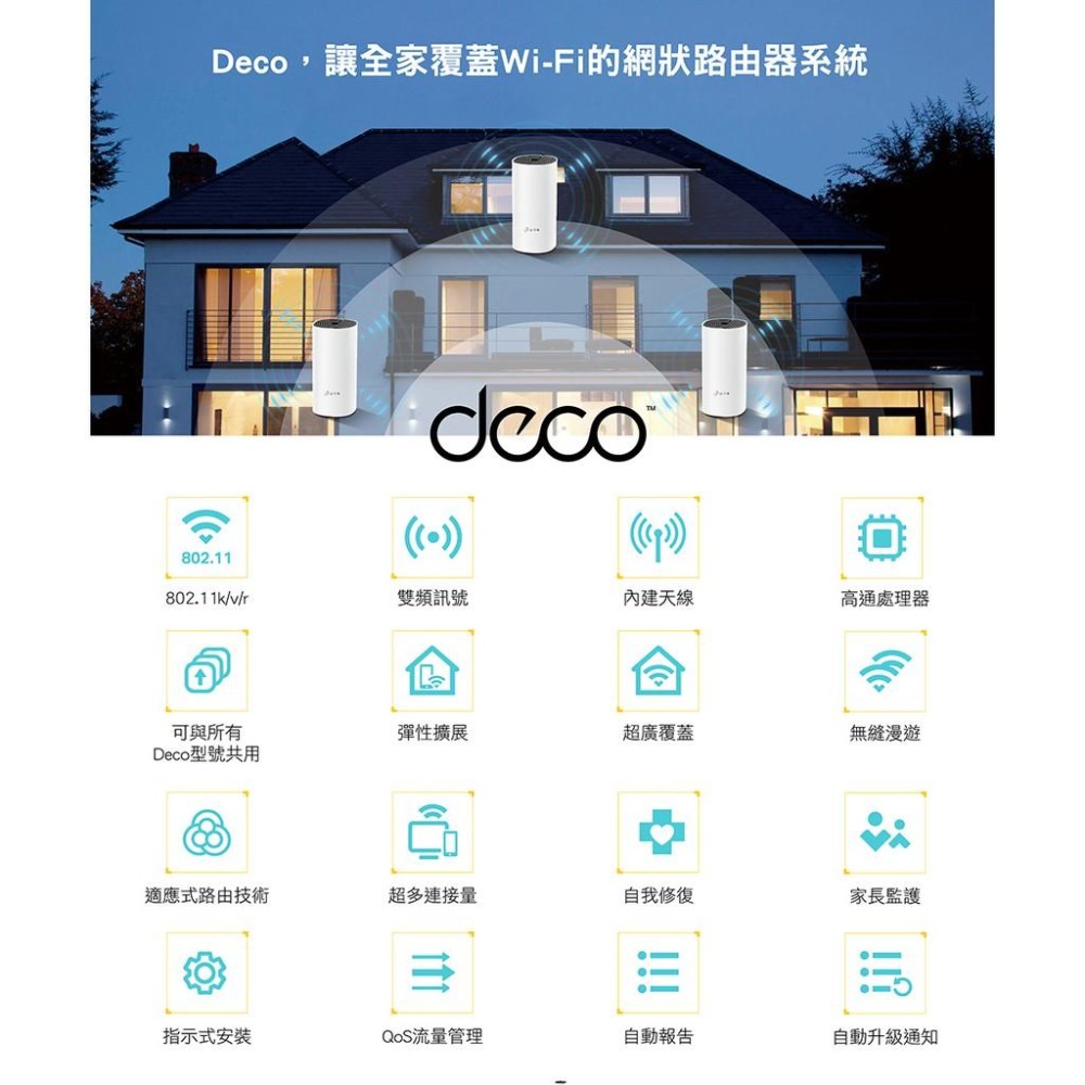 【現貨免運】TP-LINK Deco M4 Mesh 無線網路 Wifi分享系統 網狀路由器 分享器 3入 三入 二入-細節圖3