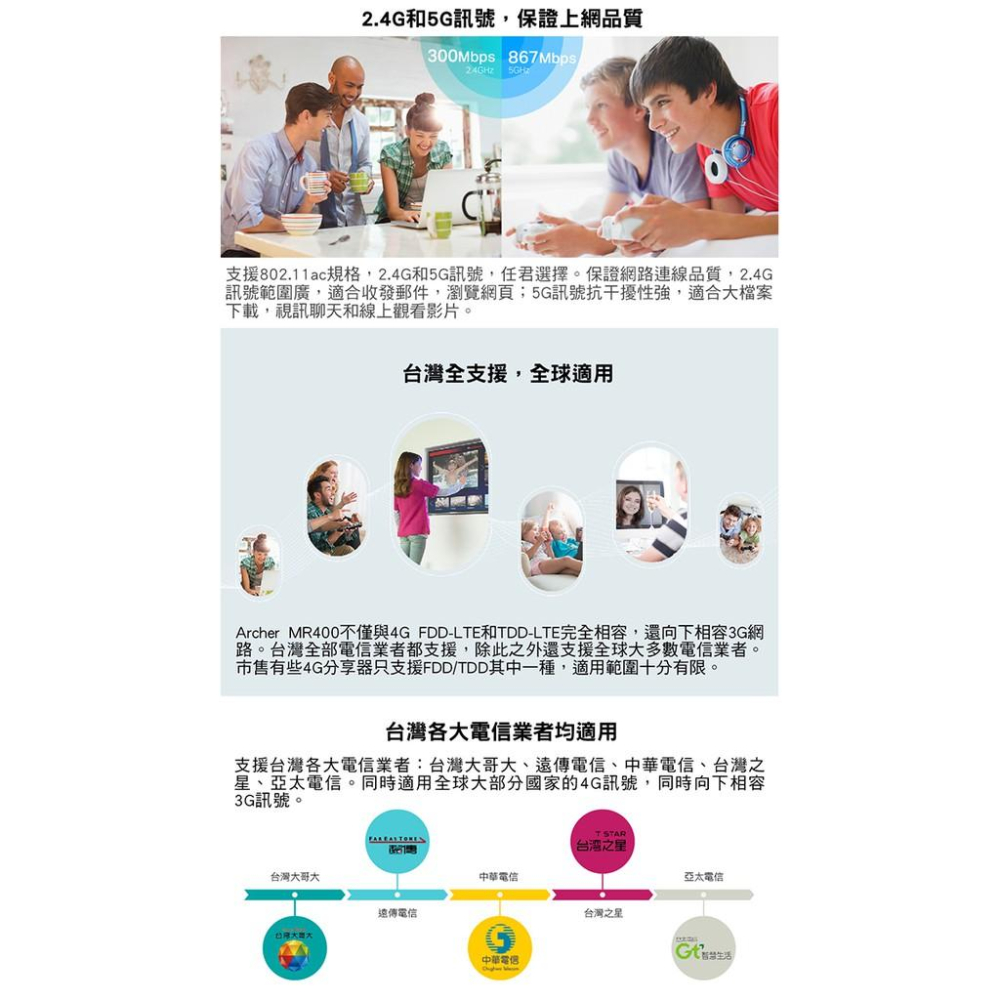 【現貨免運】TP-LINK Archer MR400 4G分享器 AC1200 無線雙頻 4G LTE 路由器 光華商場-細節圖5