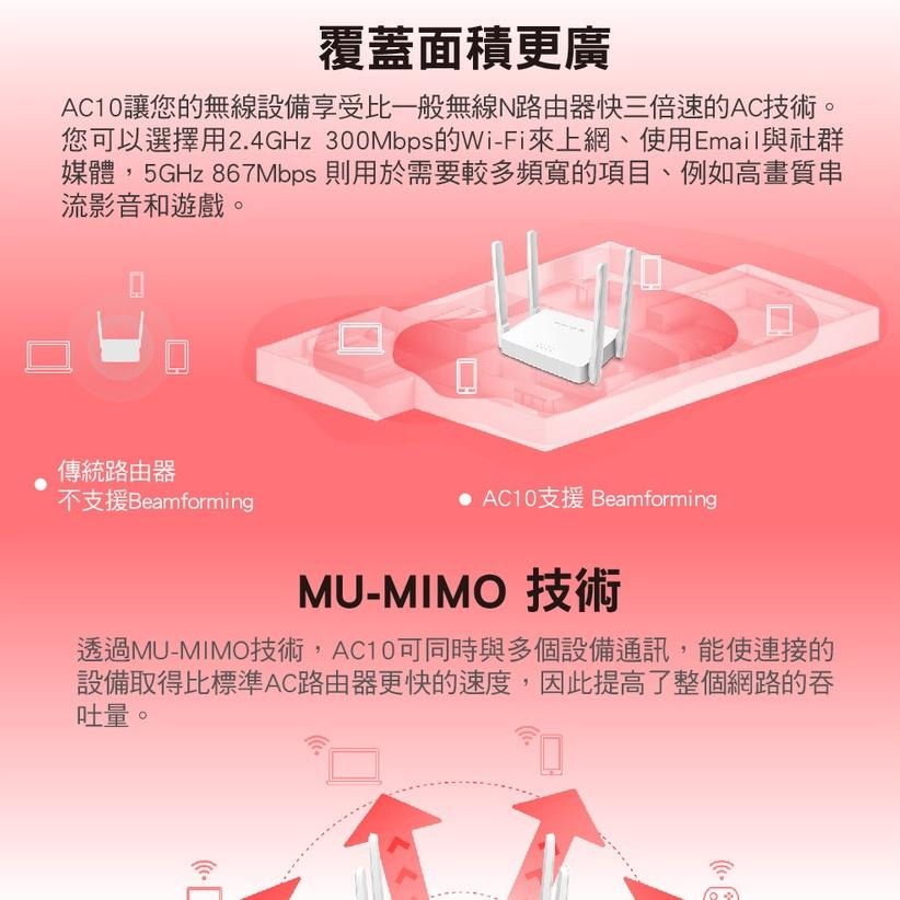 【熱銷】Mercusys 水星網路 AC10 AC1200 無線雙頻 雙頻無線網路 WiFi路由器 網路分享器 光華商場-細節圖5