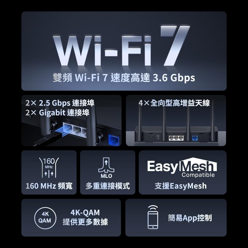MERCUSYS 水星 MR27BE BE3600 雙頻 Wi-Fi 7 路由器 WI-FI 分享器 2.5G 光華-細節圖5