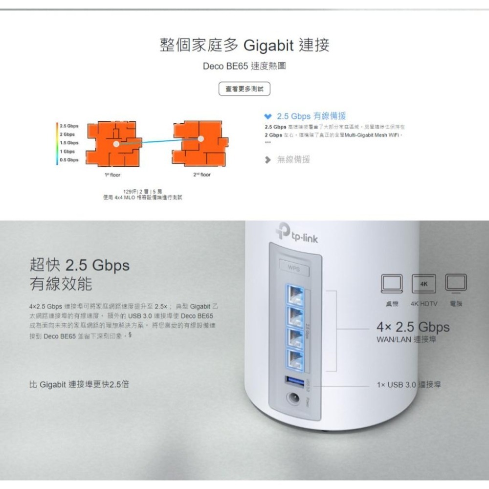 TP-Link Deco BE65 BE11000 完整家庭 Mesh WiFi 7 系統 分享器 路由器 基地台 光華-細節圖5