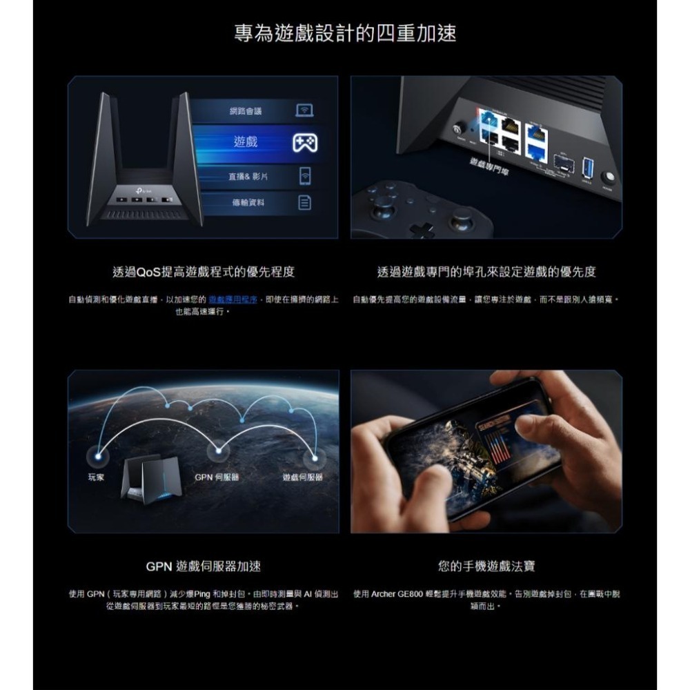 【現貨免運】TP-Link Archer GE800 BE19000 三頻 Wi-Fi 7 電競路由器 分享器 路由器-細節圖6