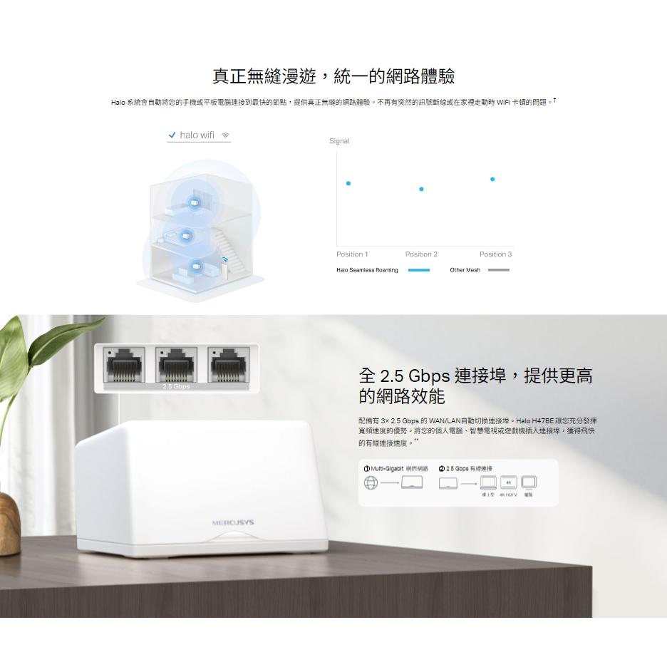 MERCUSYS 水星 Halo H47BE－BE9300 Wi-Fi 7 Mesh 系統 (二入) 路由器 分享器-細節圖7