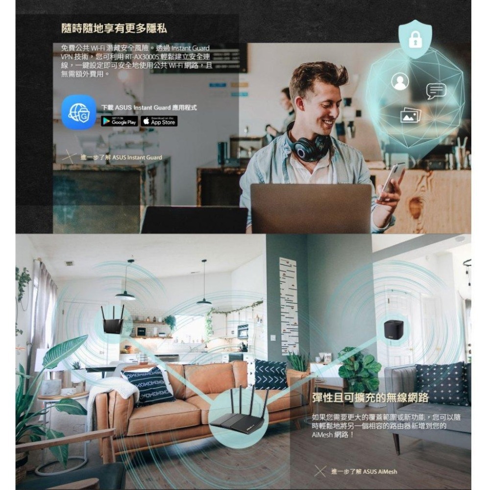 ASUS 華碩 RT-AX3000S－AX3000 雙頻 WiFi 6 無線路由器 分享器 VPN 路由器 光華-細節圖8
