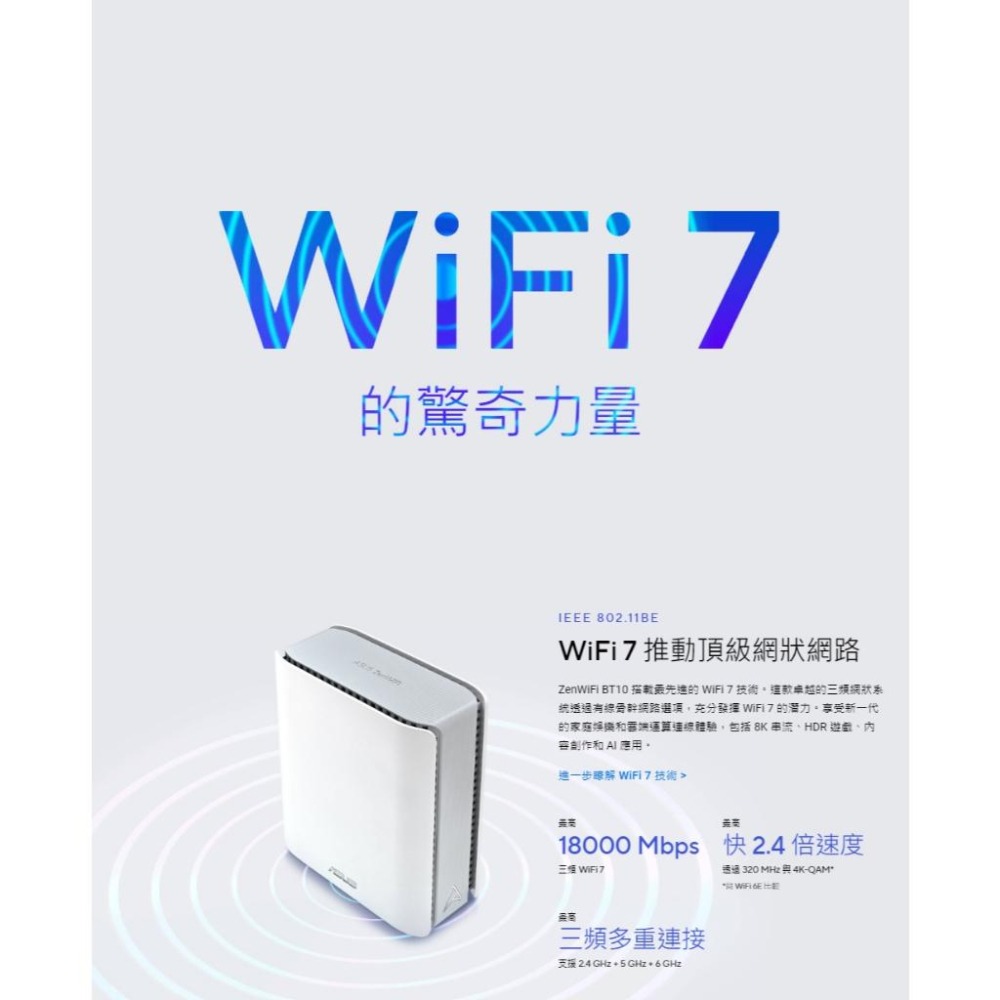 ASUS 華碩 ZenWIFI BT10 三頻 WiFi 7 Ai Mesh 系統 分享器 路由器 光華-細節圖5
