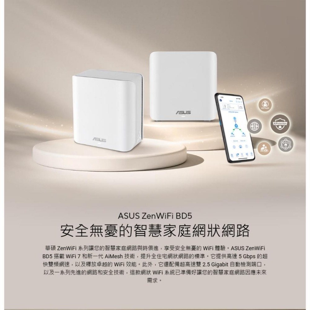 ASUS 華碩 ZenWiFi BD5 雙頻 WiFi 7 AiMesh 無線路由器 Mesh 系統 分享器 光華-細節圖3