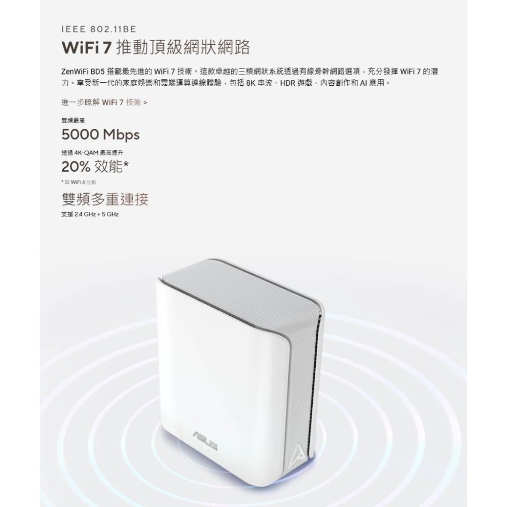 ASUS 華碩 ZenWiFi BD5 雙頻 WiFi 7 AiMesh 無線路由器 Mesh 系統 分享器 光華-細節圖5