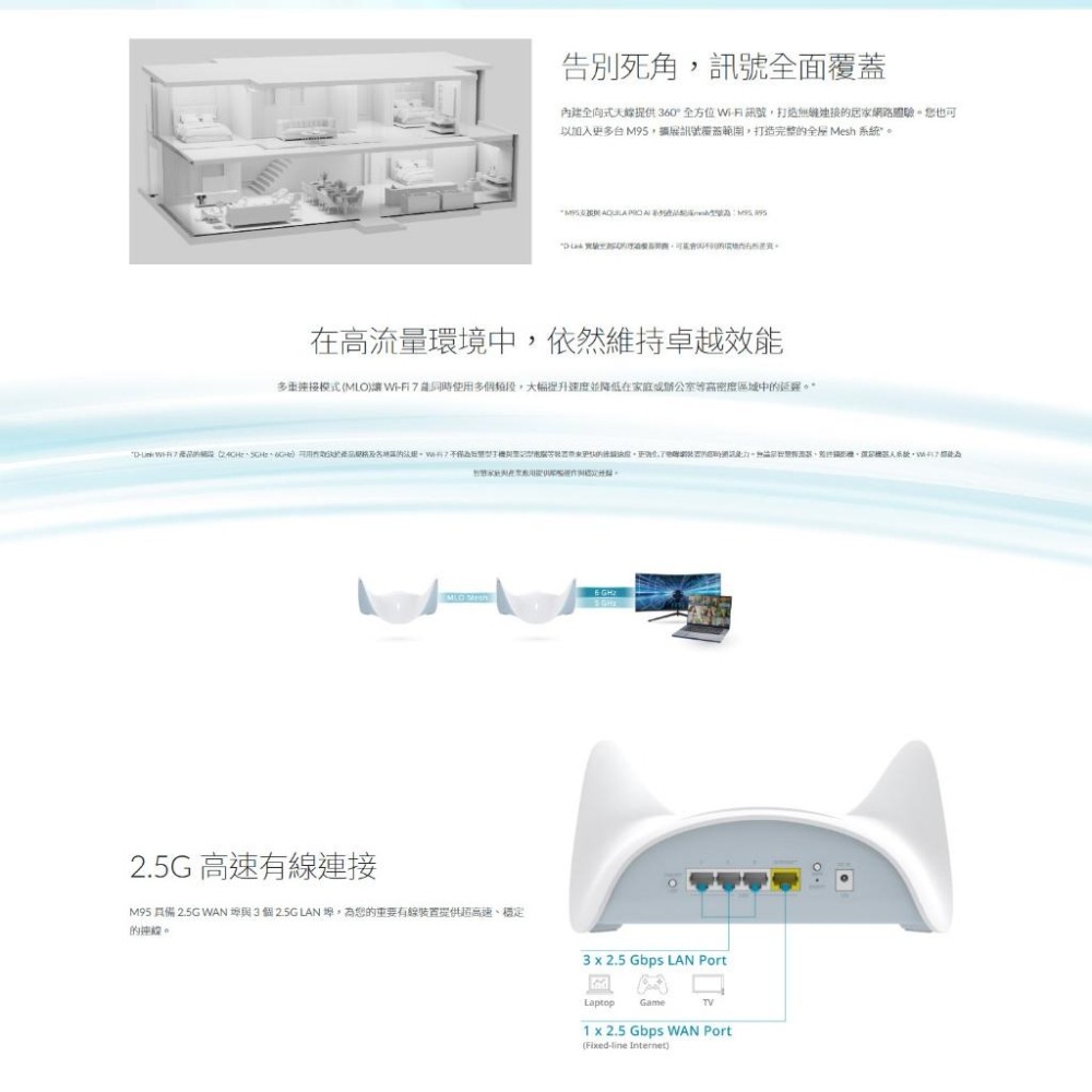 【台灣製造】D-Link 友訊 M95 BE9500 Wi-Fi 7 無線MESH 路由器 分享器 光華商場-細節圖5
