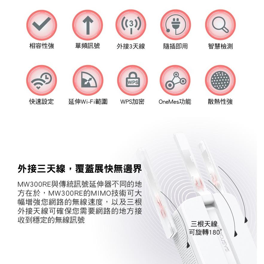Mercusys 水星網路 MW300RE 300Mbps 無線網路 wifi 延伸器 中繼器 光華商場【熱銷商品】-細節圖4