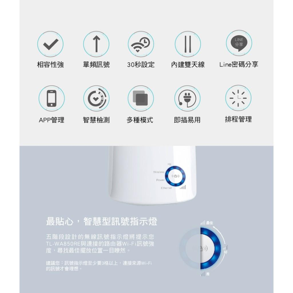 【現貨熱銷】TP-LINK TL-WA850RE 300Mbps WiFi 訊號延伸器 中繼器 WA850RE 公司貨-細節圖7