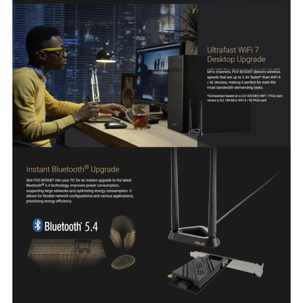 ASUS 華碩 PCE-BE92BT PCIe WiFi 7 網路介面卡 藍芽網卡 藍芽5.4 網路卡 網卡 光華-細節圖4