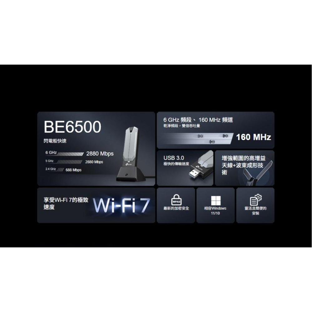 tp-link Archer TBE400UH－BE6500 Wi-Fi 7 高增益無線 USB 網卡 網路卡 光華-細節圖4
