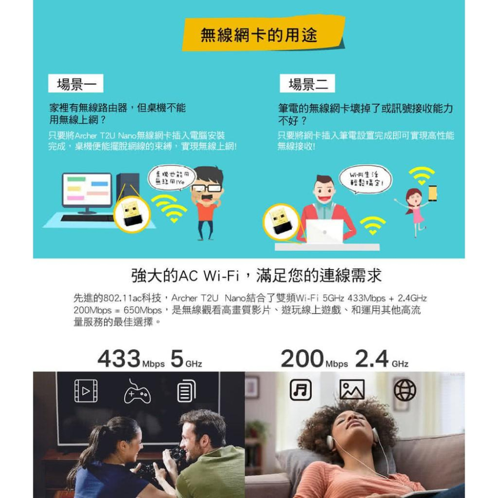 【現貨優惠】TP-LINK Archer T2U Nano AC 雙頻 wifi 網路 USB無線網卡-細節圖6