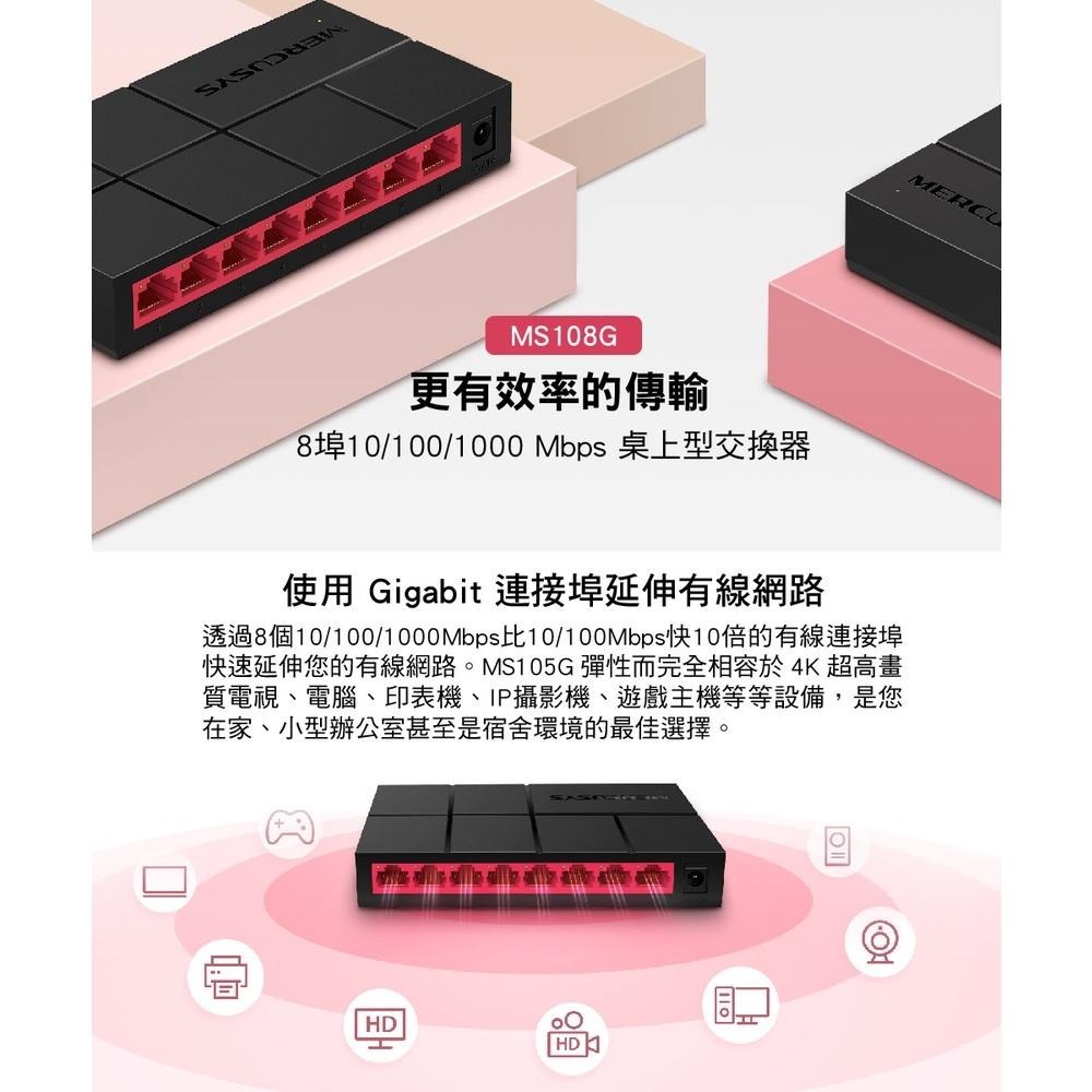 【熱銷商品】Mercusys 水星網路 MS108G MS105G MS108 MS105 switch hub 光華-細節圖6
