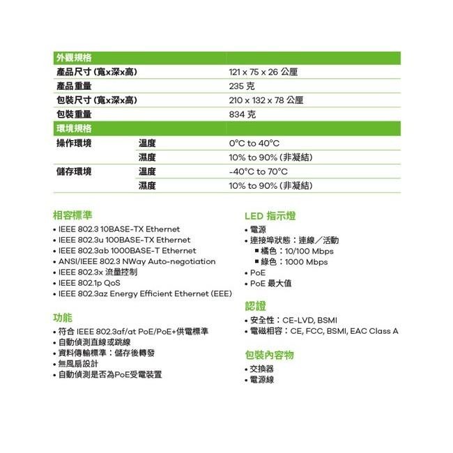 Zyxel 合勤 GS1005HP 無網管型 5埠 Gigabit PoE 交換器 金屬殼 公司貨 光華商場-細節圖8