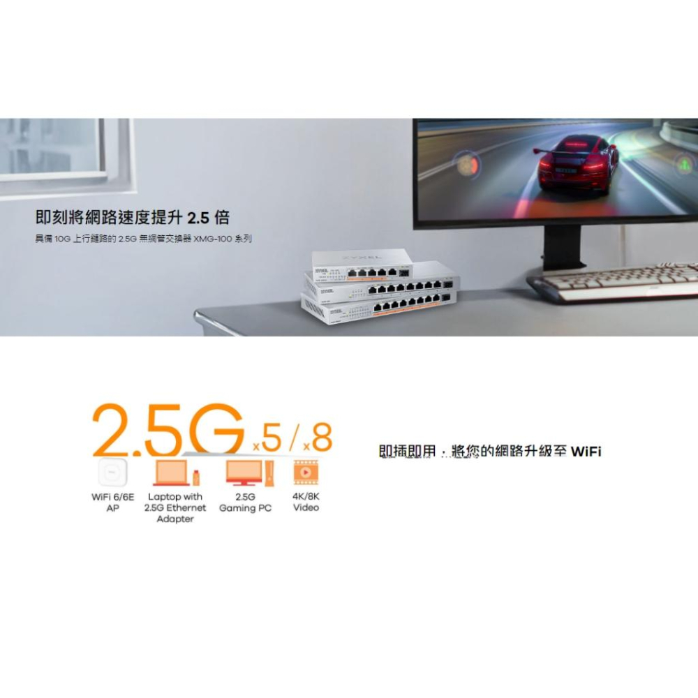 ZYXEL 合勤 XMG100 5埠/8埠 2.5G 無網管交換器 交換器 XMG-105HP/108HP 光華-細節圖3