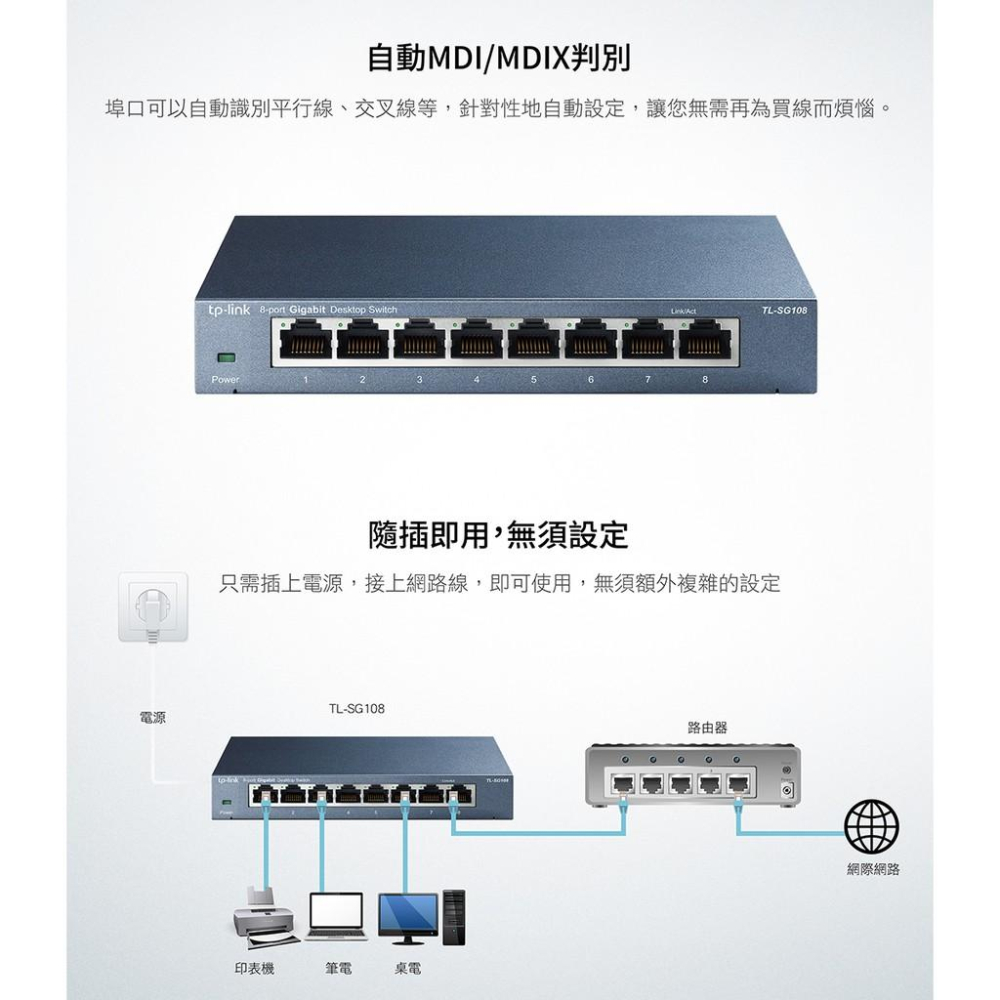 【現貨熱銷】 TP-LINK TL-SG108 1000Mbps 鋼殼 8埠 專業級Gigabit 交換器 光華商場-細節圖7
