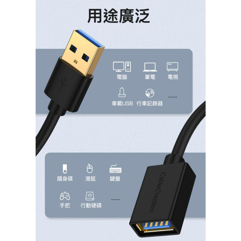 CableCreation DZ29 USB3.0 公對母 延長線 0.5M 1M 1.5M 2M 3M 光華商場-細節圖4