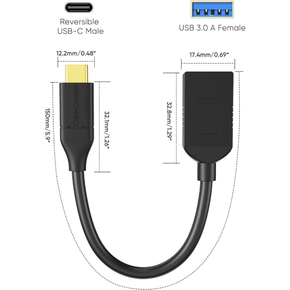CableCreation CC0018 USB-C to USB3.0 15cm OTG線 光華商場-細節圖7