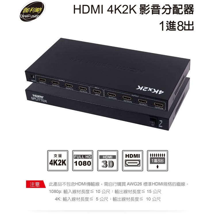 伽利略 HDS108A 8P HDMI 1.4b分配器 HDMI 4K2K影音分配器 1進8出 切換器 光華商場-細節圖3
