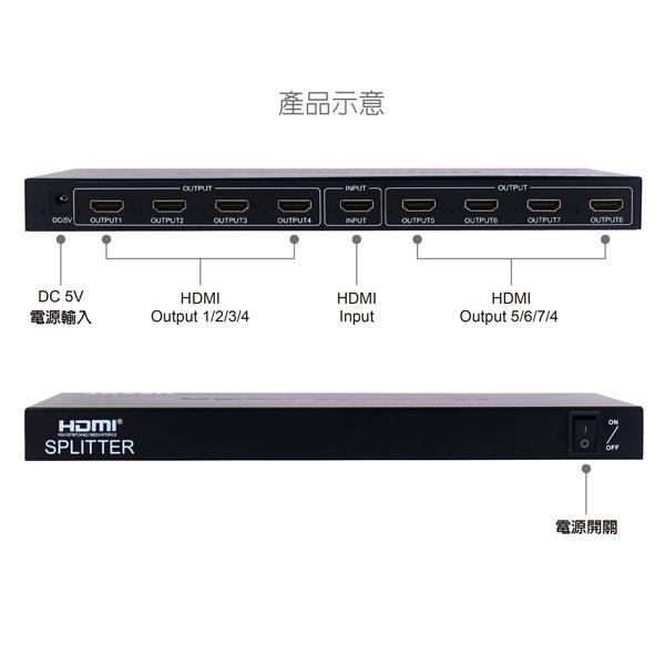 伽利略 HDS108A 8P HDMI 1.4b分配器 HDMI 4K2K影音分配器 1進8出 切換器 光華商場-細節圖7