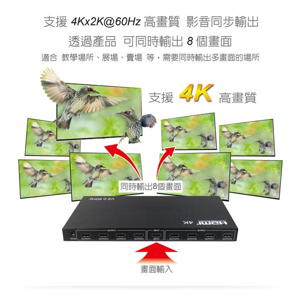 伽利略 HDS108B 8P HDMI 4K2K@60HZ 分配器 切換器 1進8出 HDMI影音分配器 光華商場-細節圖5