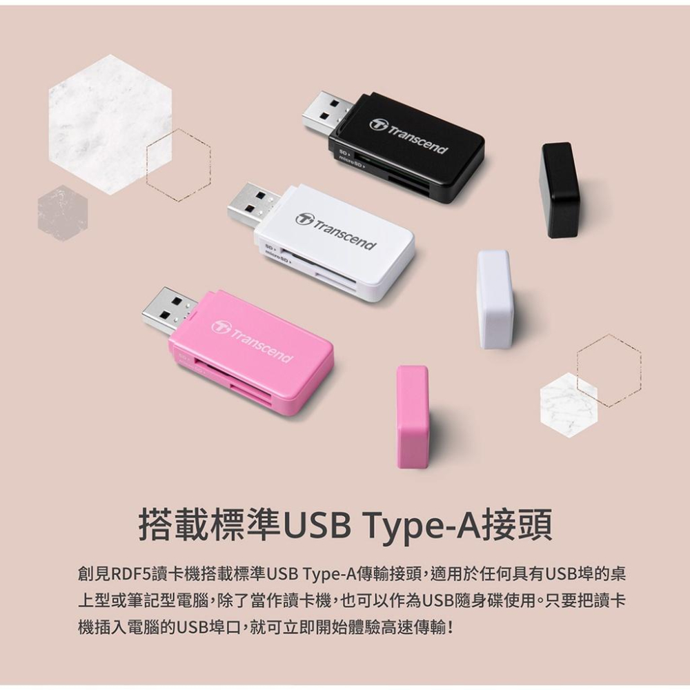 Transcend 創見 RDF5 高速USB 3.1 SD記憶卡雙槽 讀卡機 黑 白 粉【現貨熱銷】光華商場-細節圖5