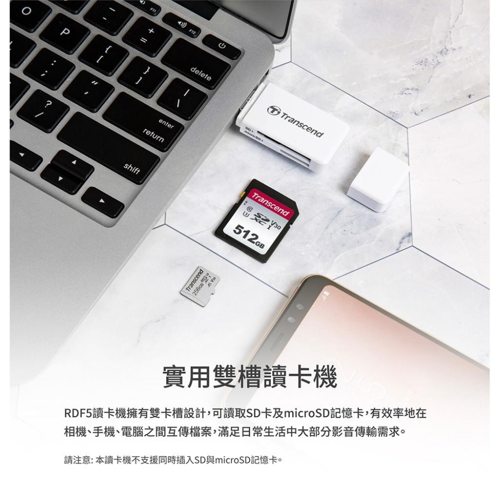 Transcend 創見 RDF5 高速USB 3.1 SD記憶卡雙槽 讀卡機 黑 白 粉【現貨熱銷】光華商場-細節圖6