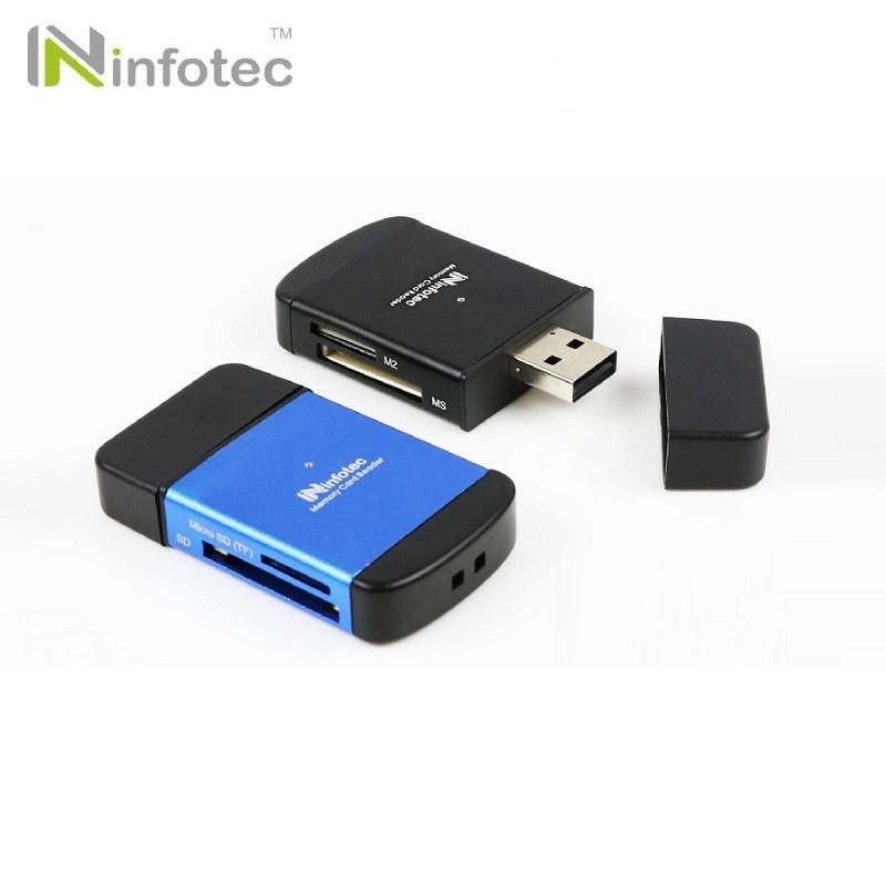 infotec CD-101 多合一讀卡機 藍 黑 記憶卡讀卡機 鋁合金 免轉卡 四插槽 光華商場-細節圖2