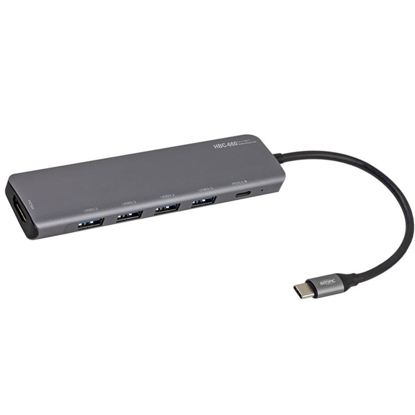 Intopic 廣鼎 HBC-660 六合一 Type-C 多功能集線器(鐵灰) HDMI USB HUB 集線器 光華-細節圖2