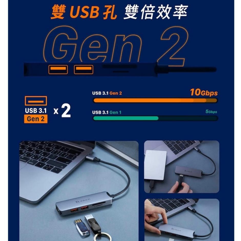 ADAM 亞果元素 HUB A05－USB-C Gen2 五合一多功能高速集線器 HUB-A05GY 集線器-細節圖6
