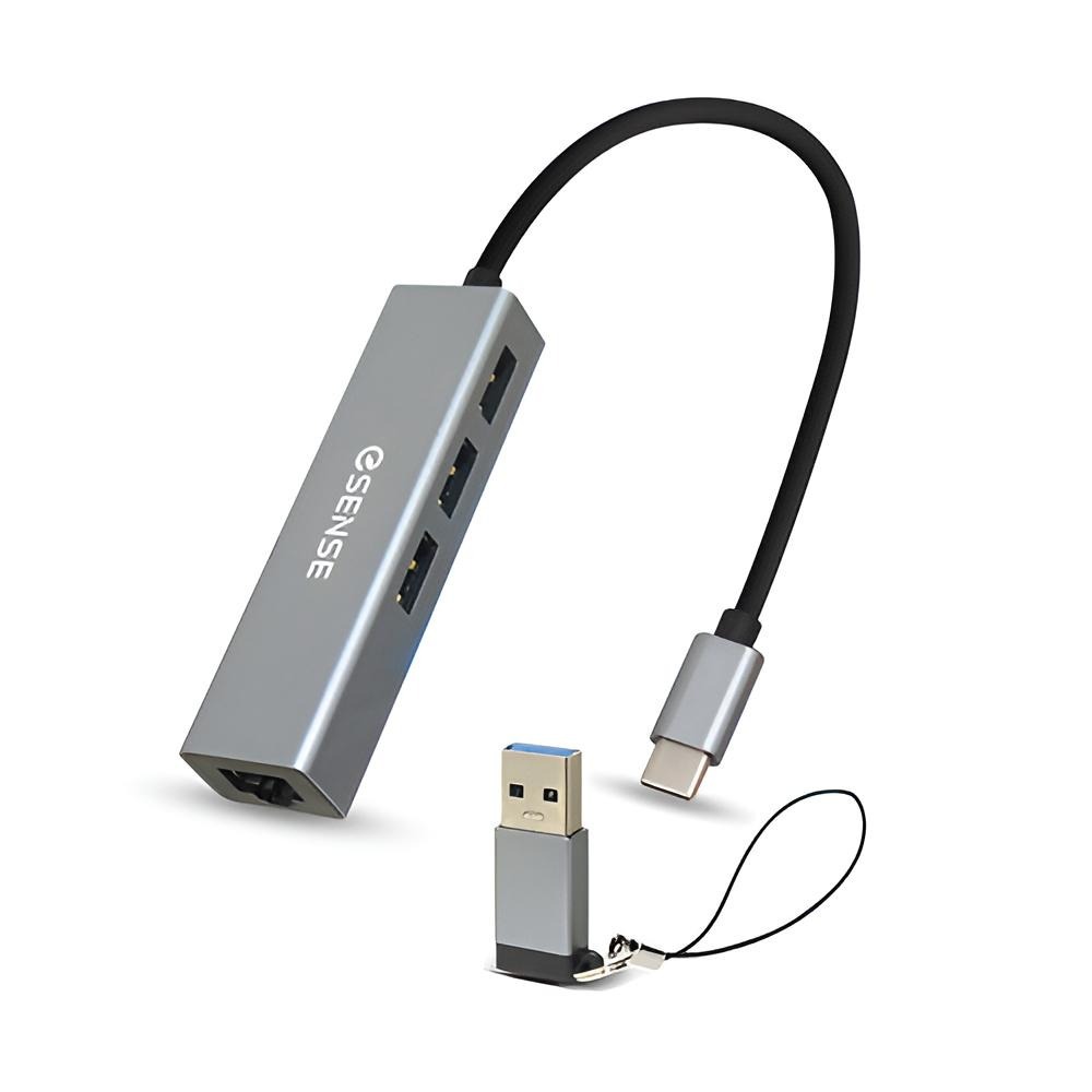 Esense 逸盛 RJC191 USB-C 轉 RJ45+USB3.0 HUB 集線器 附轉接頭 TYPE-C 光華-細節圖2