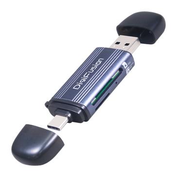 DigiFusion 伽利略 RU064 TYPE-C+A 雙介面讀卡機 USB-C+A Micro SD 讀卡機 光華-細節圖2