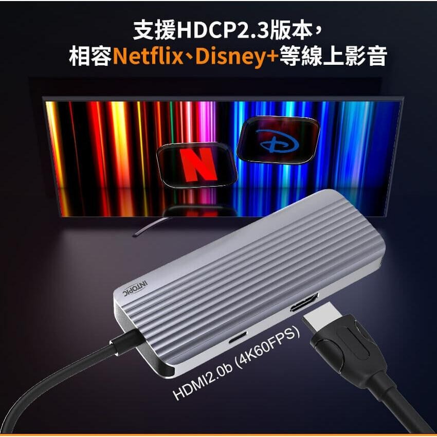 Intopic 廣鼎 HBC-760 六合一多功能 Type-C 轉接器 HUB USB-C 集線器 HDMI 光華-細節圖5