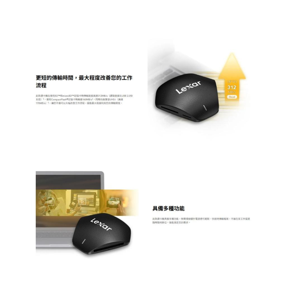 Lexar 雷克沙 Professional 多功能三合一 USB 3.1 讀卡機 SD卡 micro SD 光華-細節圖6