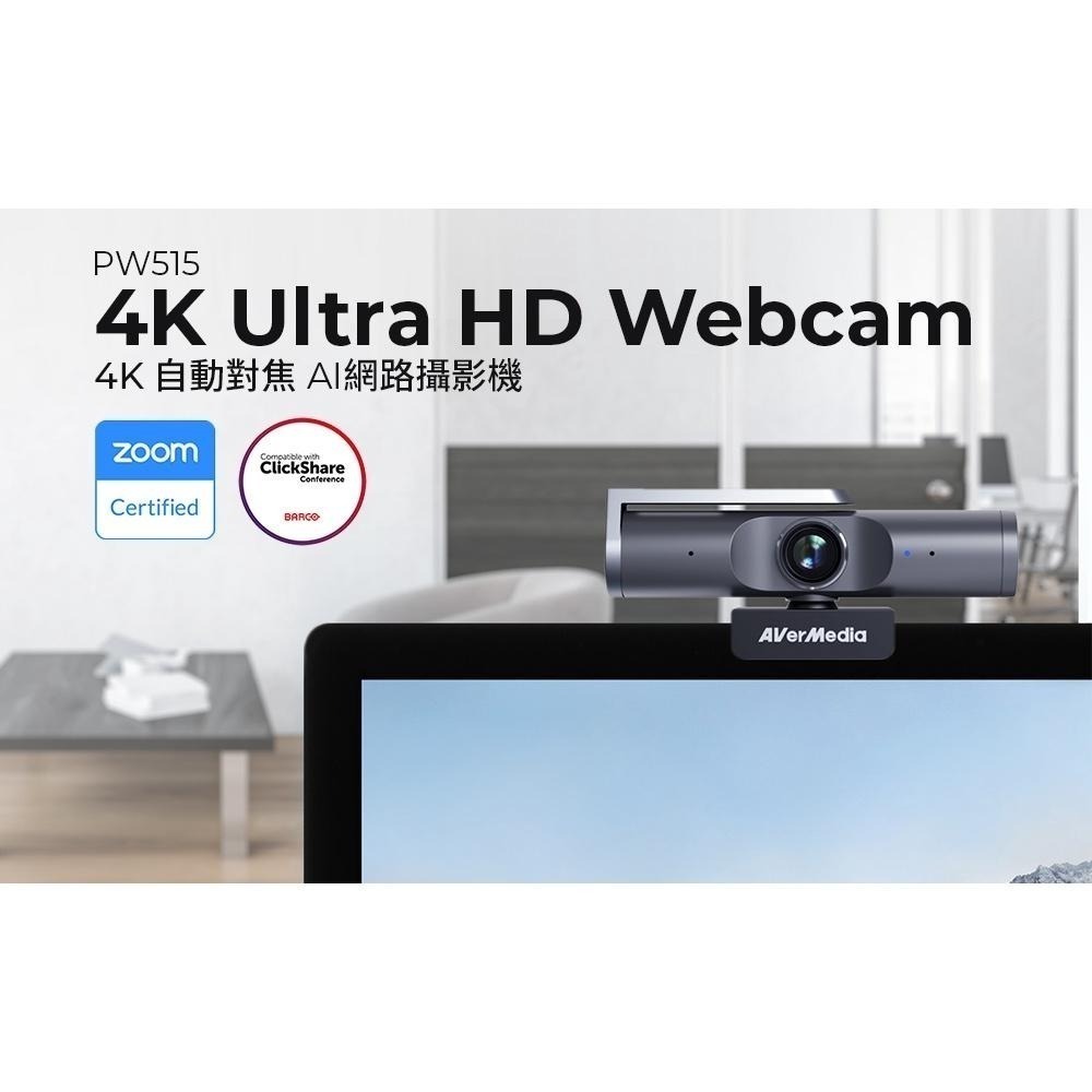 AVerMedia 圓剛 球面 4K自動對焦 AI 網路攝影機 PW515 視訊 鏡頭 居家辦公 光華商場 公司貨-細節圖4