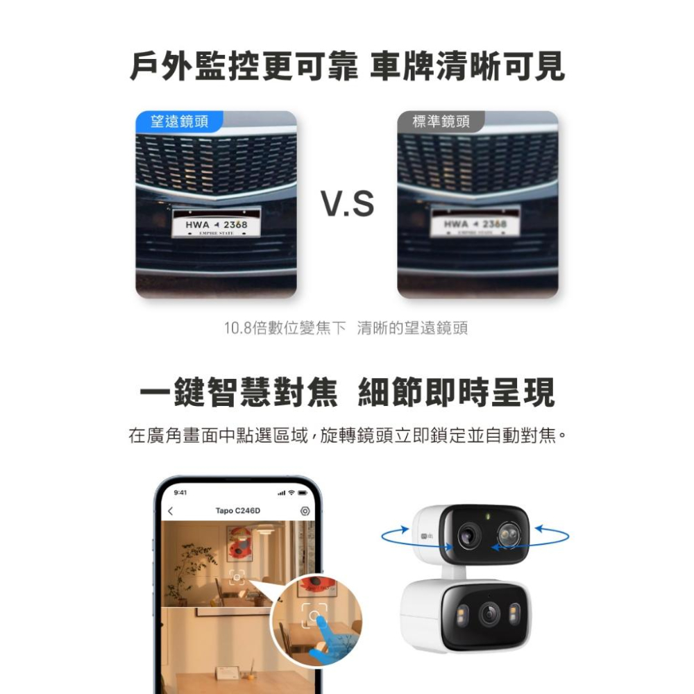 tp-link Tapo C246D 室內/戶外 雙鏡頭旋轉式防護攝影機 雙鏡頭 旋轉式 網路攝影機 監視器 光華-細節圖8