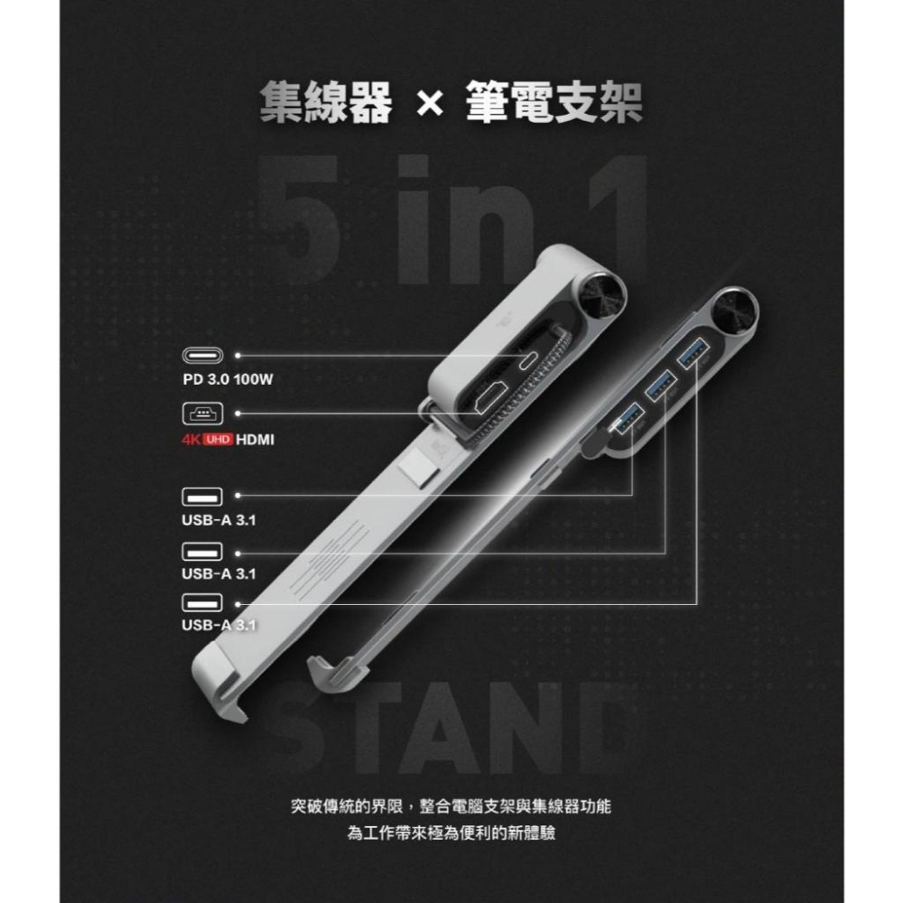 ADAM 亞果元素 HUB Stand－USB-C 五合一 筆電支架集線器 筆電支架 HUB 集線器 光華-細節圖5
