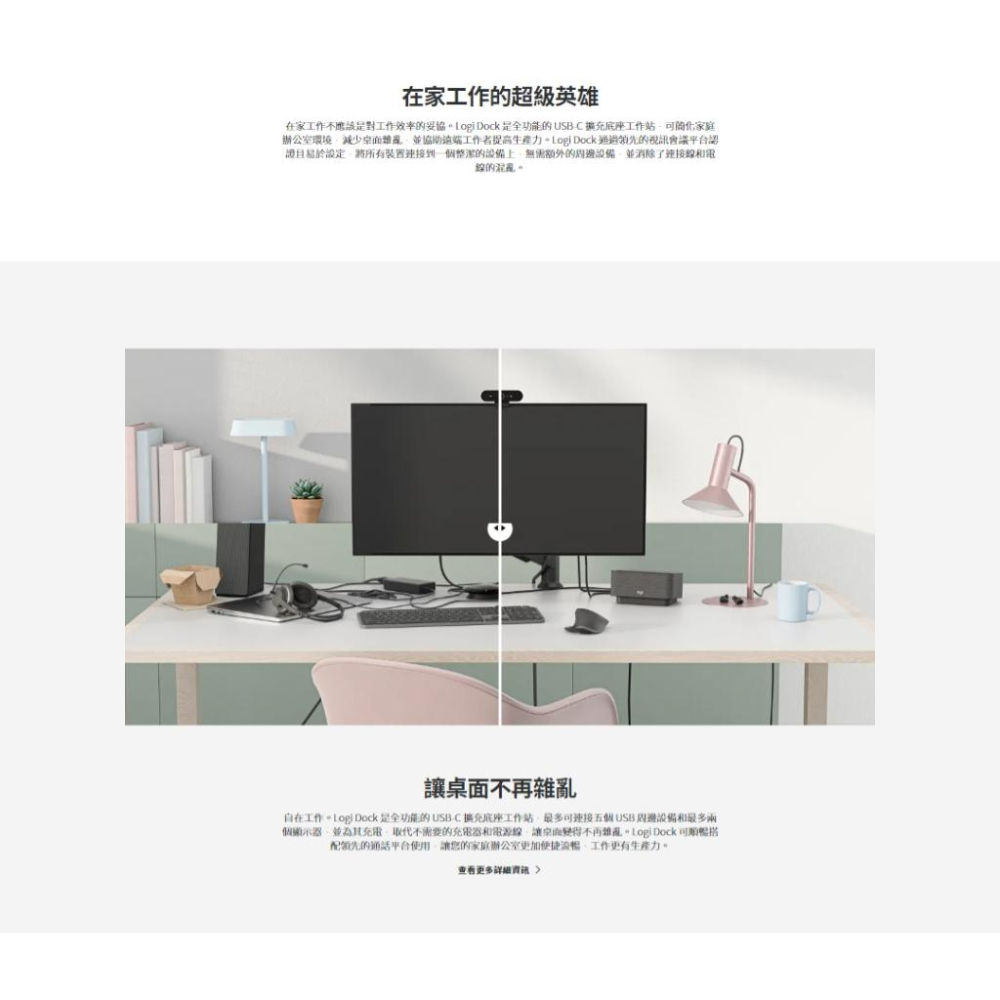 Logitech 羅技 Logi Dock 擴充底座工作站 視訊會議 視訊鏡頭 麥克風 擴音機 喇叭 光華商場-細節圖4